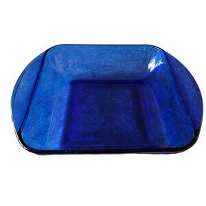 Anchor Hocking Cobalt Blue Square Pan Baking Dish 8.5" Presence line glass 2qt